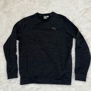 Puma Performance Long Sleeve Athletic Shirt Black Heather Logo Men’s Medium